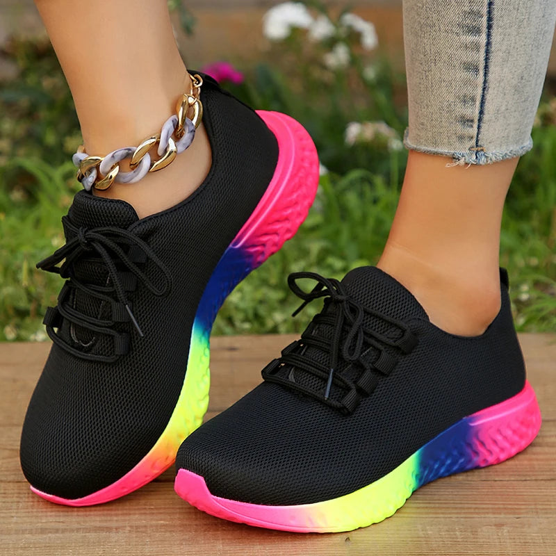 Women Rainbow Sole Sneakers-Online Digital Fitness Store